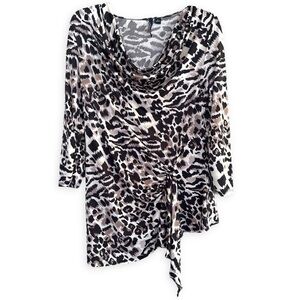 90s & Y2K Off Shoulder Cowl Neck Ruched Tie Top